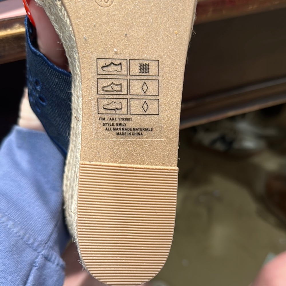 Draper James Navy Blue Cutout Espadrille Wedge Sandals - Picture 11 of 14